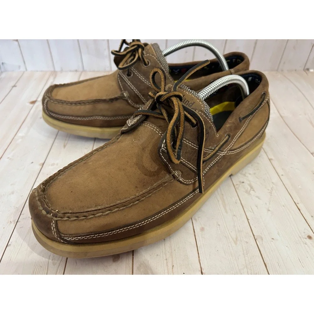 Timberland Kiawah Bay Men's Size 12M Tan All Leather2 Eye  Boat Shoes 71021
